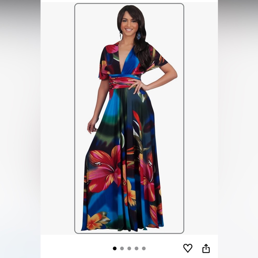 KOH KOH Convertible Wrap Infinity Floral Maxi Dress Size 2XL